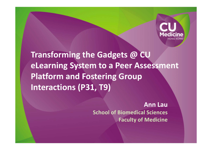 transforming the gadgets cu elearning system to a peer