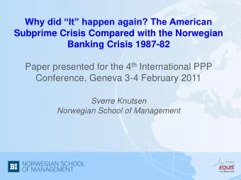 Paper presented for the 4 th International PPP  Conference, Geneva 3-4 February 2011  Sverre