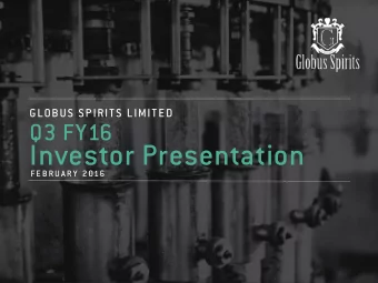 Investor Presentation  F E BRUA RY  2016  SAFE HARBOR This  presentation  contains  statements