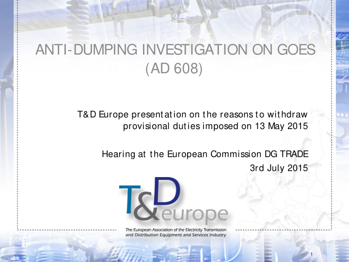 anti dumping inves tigation on goes ad 608