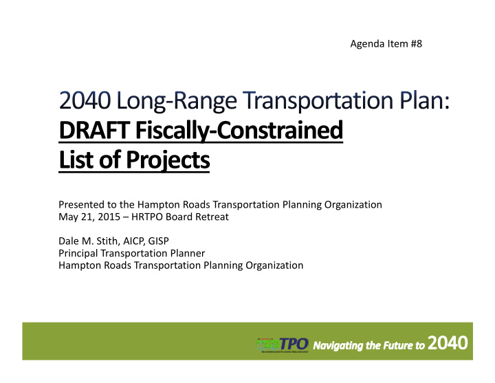 draft fiscally constrained list of projects