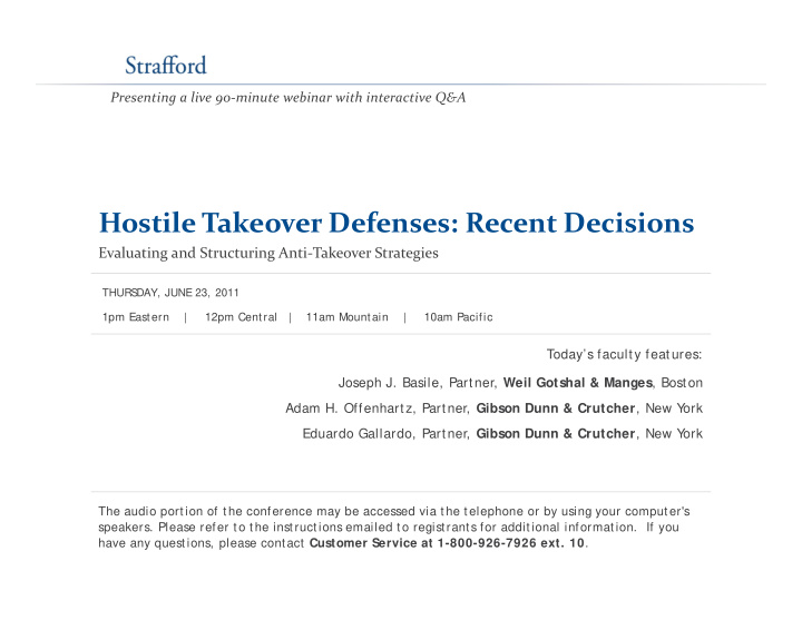hostile takeover defenses recent decisions