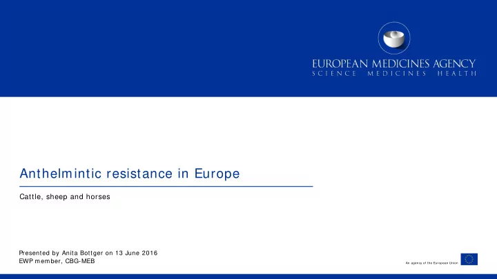 anthelmintic resistance in europe