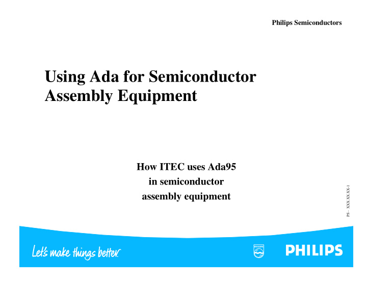 using ada for semiconductor assembly equipment