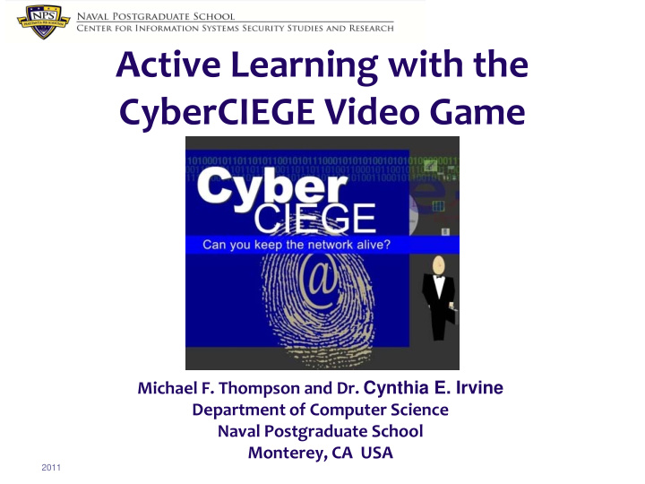 active learning with the cyberciege video game
