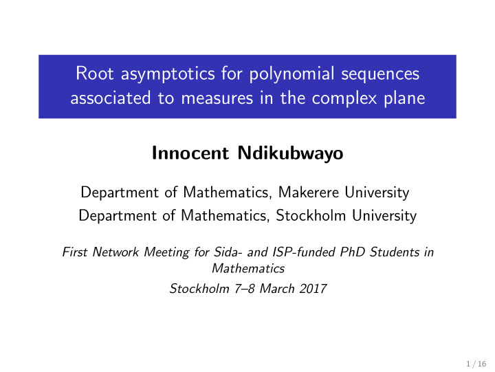 root asymptotics for polynomial sequences associated to