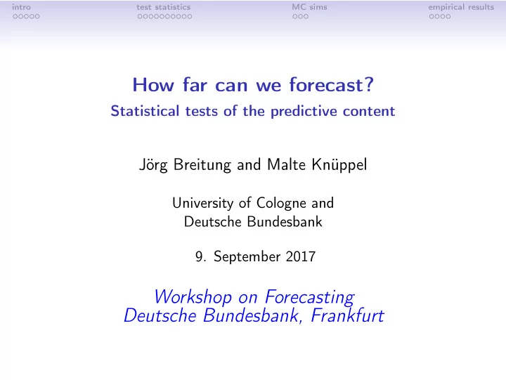 how far can we forecast
