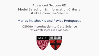 Advanced Section #2  Model Selection &amp; Information Criteria  Akaike Information Criterion
