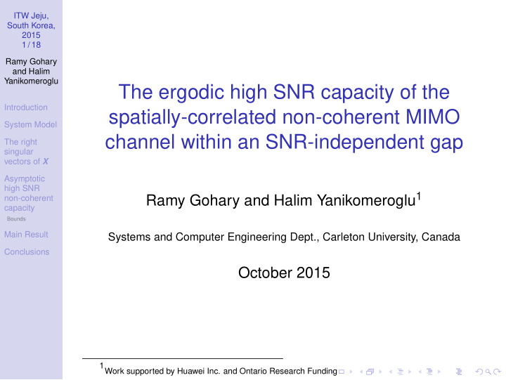 the ergodic high snr capacity of the