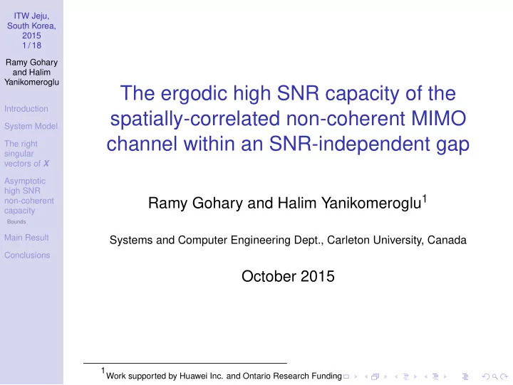 the ergodic high snr capacity of the