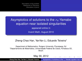 Asymptotics of solutions to the  k -Yamabe  equation near isolated singularities  appeared online