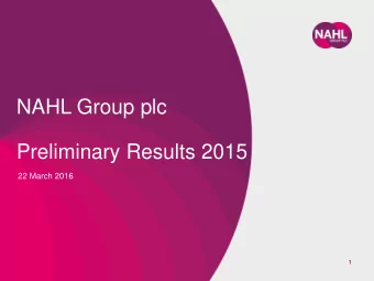 Preliminary Results 2015  22 March 2016  1  Agenda  Overview  Financial Performance