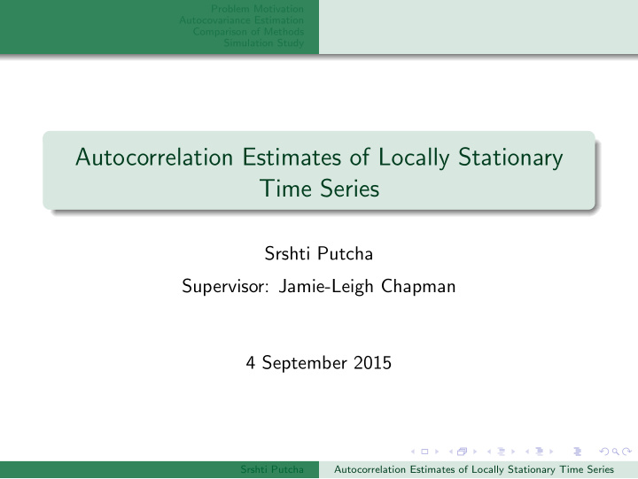 autocorrelation estimates of locally stationary time