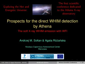 Prospects for the direct WHIM detection  by Athena  The soft X-ray WHIM emission with WFI  Andrzej