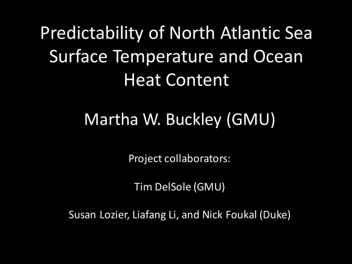predictability of north atlantic sea surface temperature