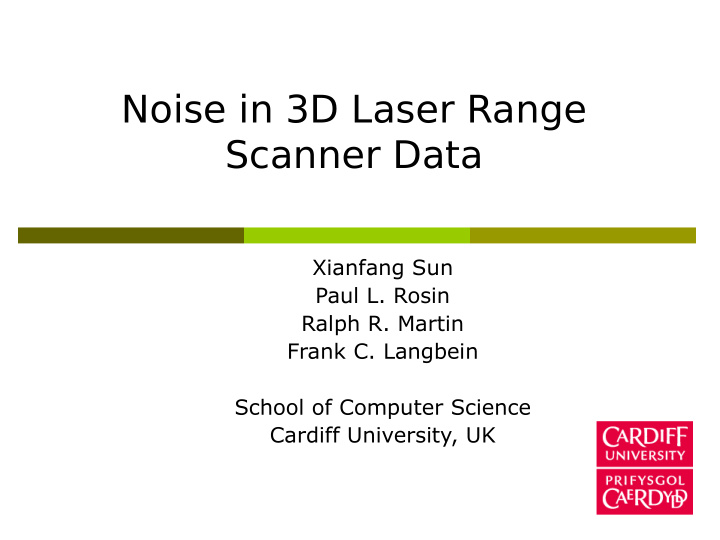 noise in 3d laser range scanner data