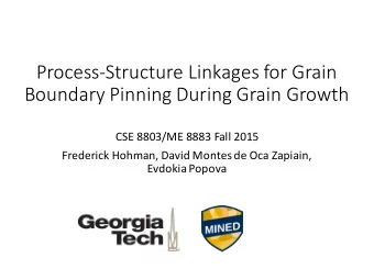 Process-Structure Linkages for Grain  Boundary Pinning During Grain Growth  CSE 8803/ME 8883 Fall