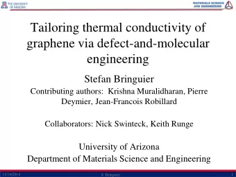 Tailoring thermal conductivity of  graphene via defect-and-molecular  engineering  Stefan Bringuier