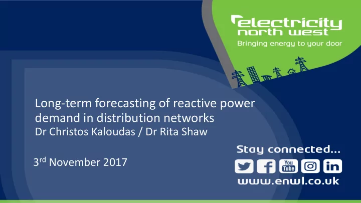 long term forecasting of reactive power demand in