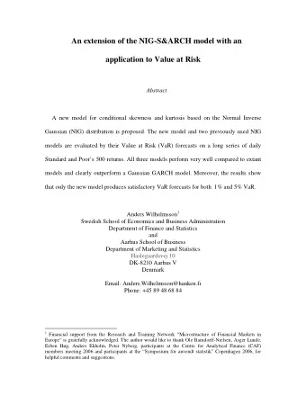 An extension of the NIG-S&amp;ARCH model with an  application to Value at Risk  Abstract  A new
