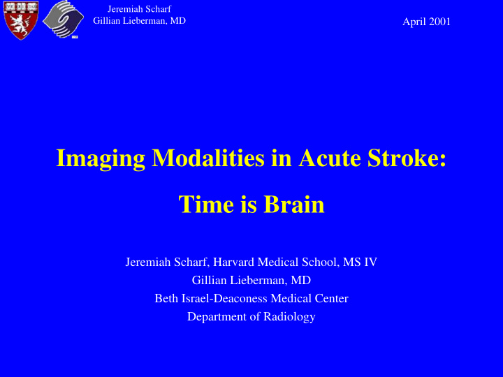 imaging modalities in acute stroke time is brain