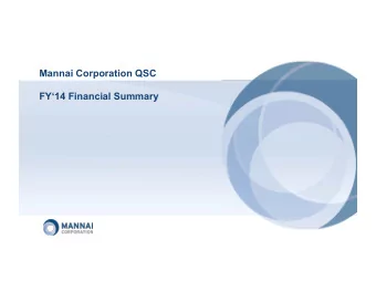 Mannai Corporation QSC  FY14 Financial Summary  Disclaimer  Mannai Corporation Q.S.C. cautions