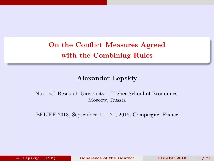 on the conflict measures agreed with the combining rules