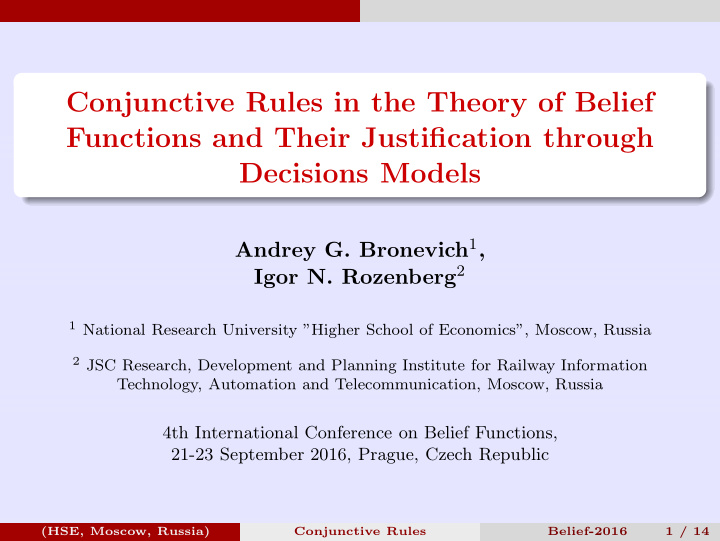 conjunctive rules in the theory of belief functions and