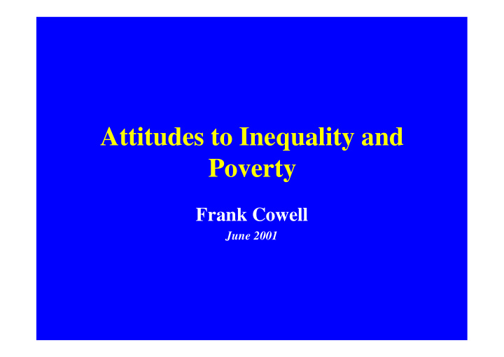 attitudes to inequality and poverty
