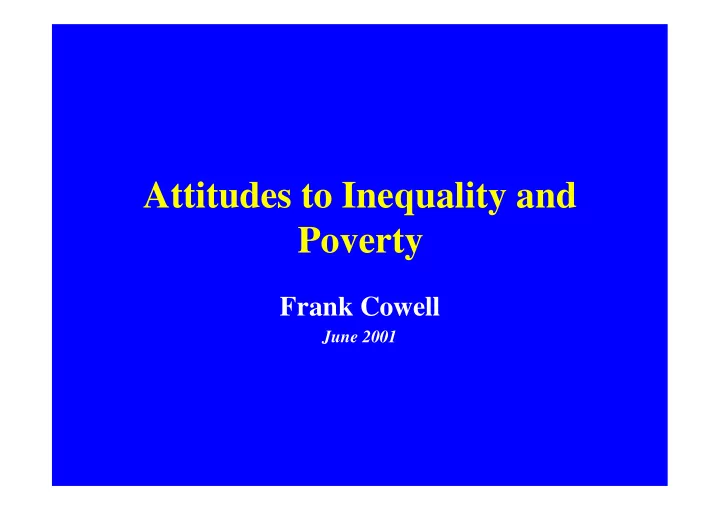 attitudes to inequality and poverty