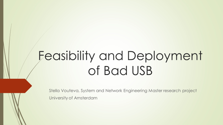 feasibility and deployment of bad usb
