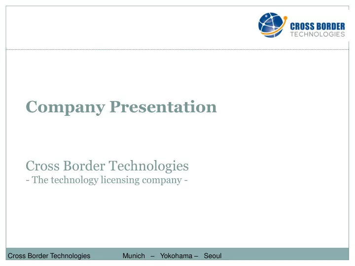 cross border technologies the technology licensing
