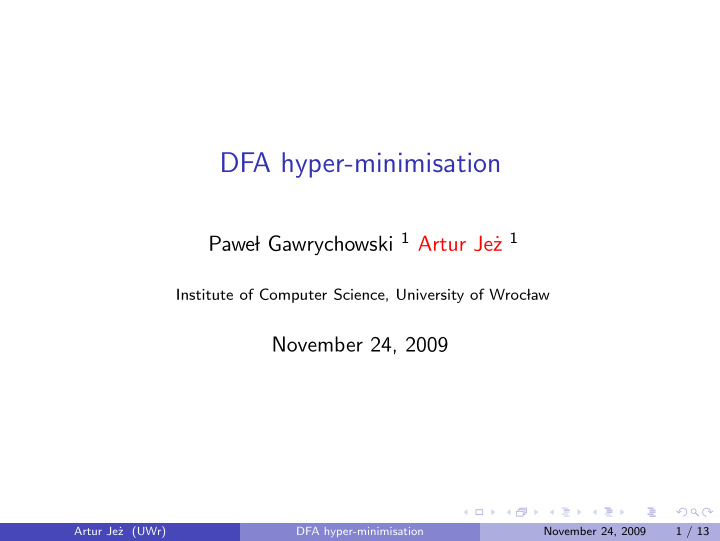 dfa hyper minimisation