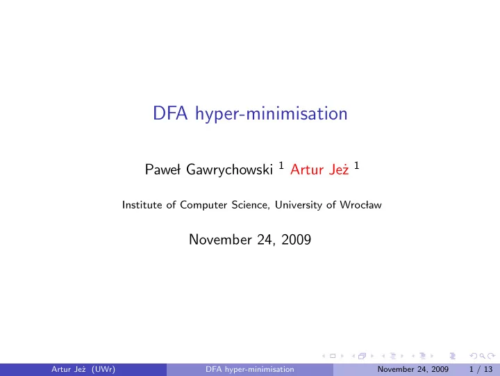 dfa hyper minimisation