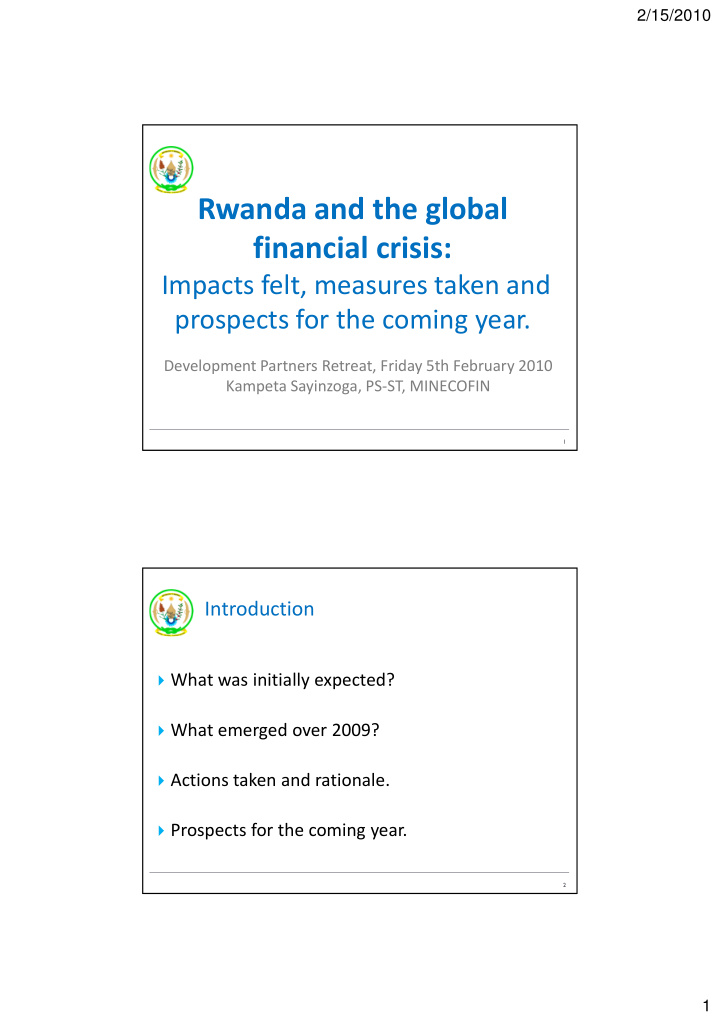 rwanda and the global financial crisis