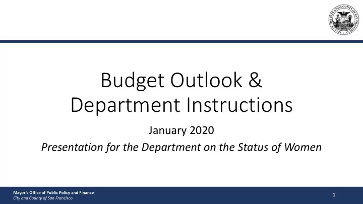 budget outlook department instructions