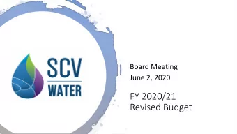 FY 2020/21  Revised Budget  Amend  nded B  Budg  dget  Approval of FY2020-21 revised budget
