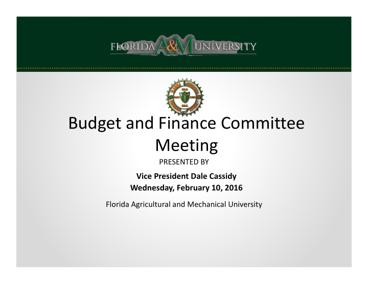 budget and finance committee meeting
