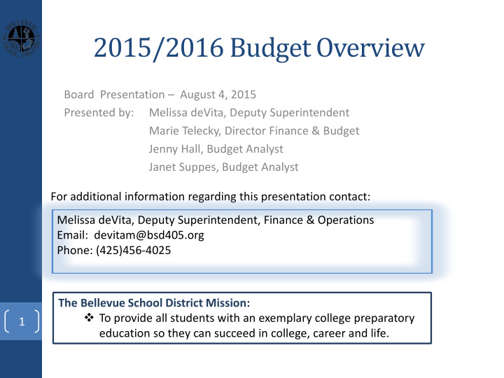 2015 2016 budget overview