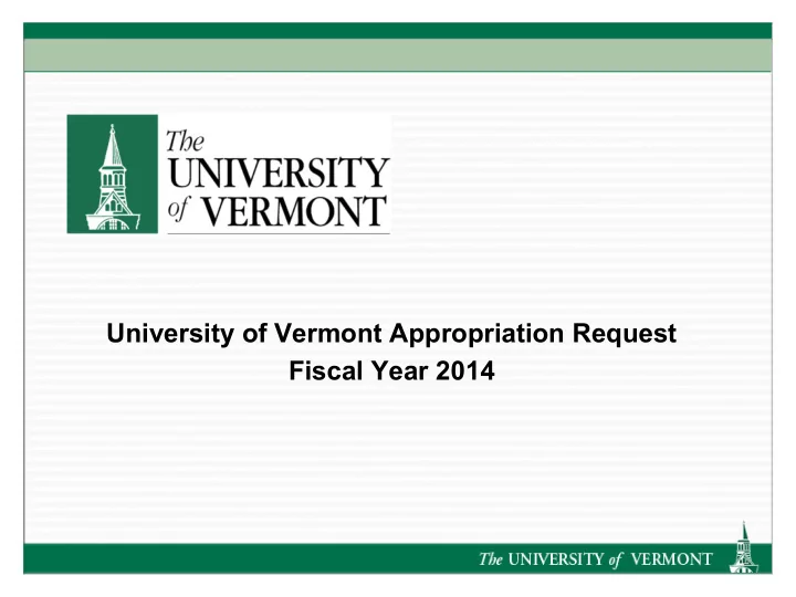 university of vermont appropriation request fiscal year