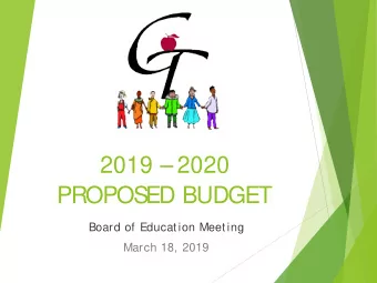 2019  2020  PROPOS  ED BUDGET  Board of Education Meeting  March 18, 2019  What Guides Budget