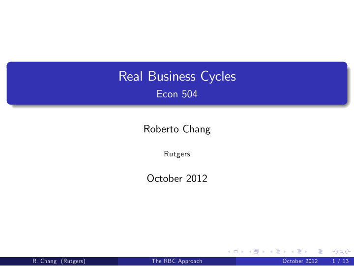 real business cycles