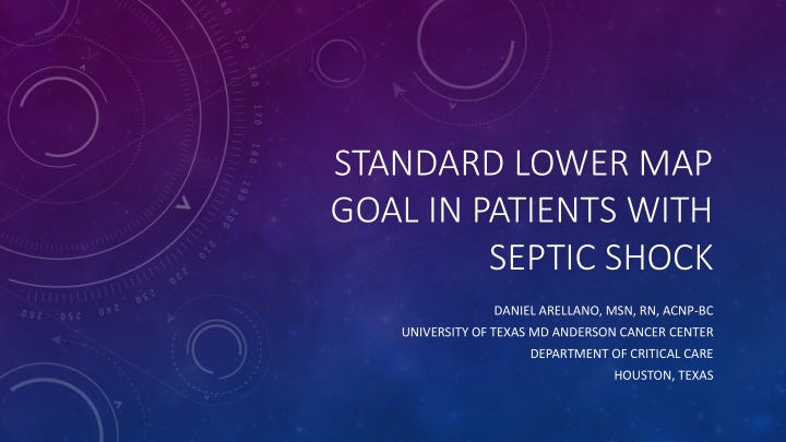 standard lower map goal in patients with septic shock