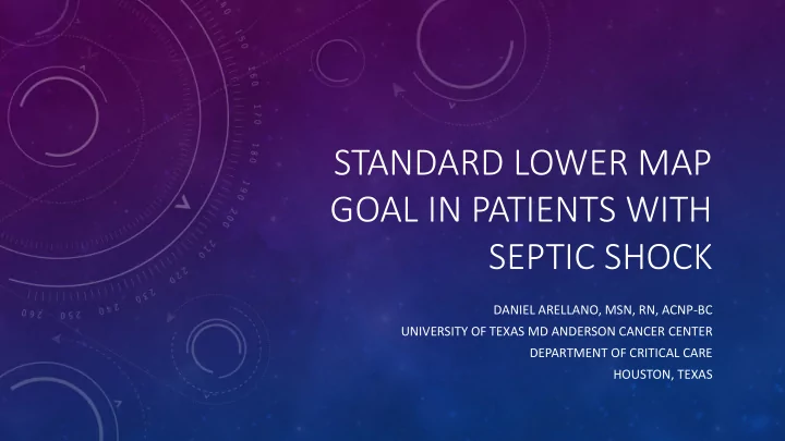 standard lower map goal in patients with septic shock