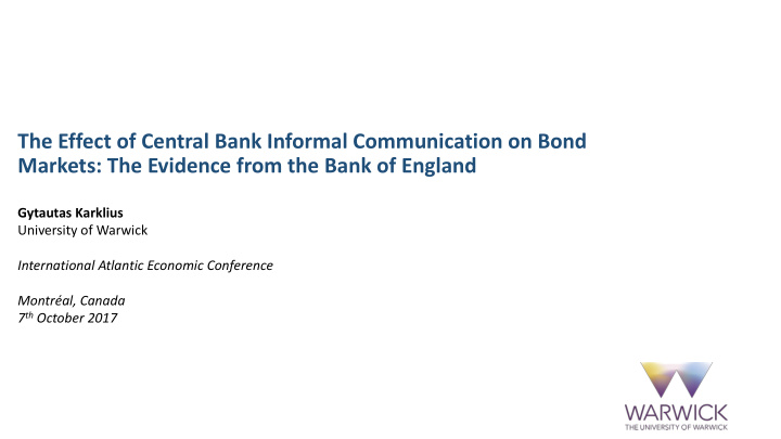 the effect of central bank informal communication on bond