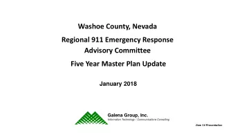 Washoe County, Nevada  Regional 911 Emergency Response  Advisory Committee  Five Year Master Plan