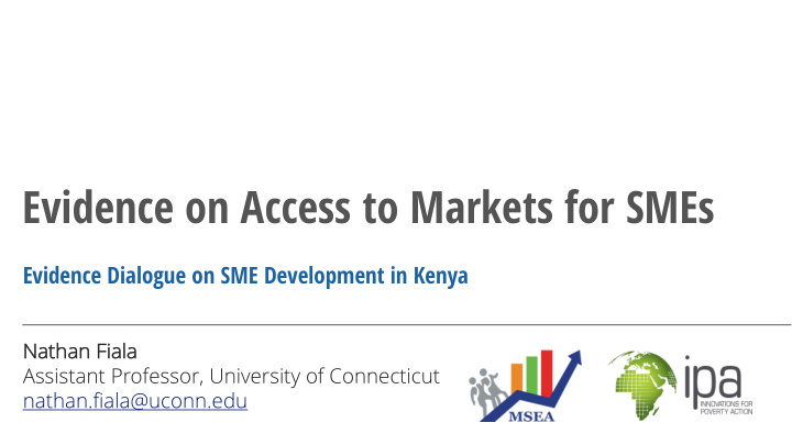 evidence on access to markets for smes