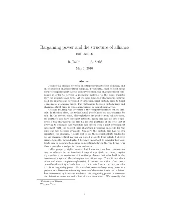 Bargaining power and the structure of alliance  contracts B. Taub  A. Seth   May 2, 2010
