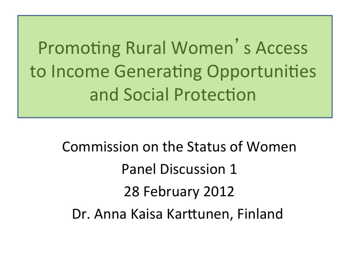promo ng rural women s access to income genera ng