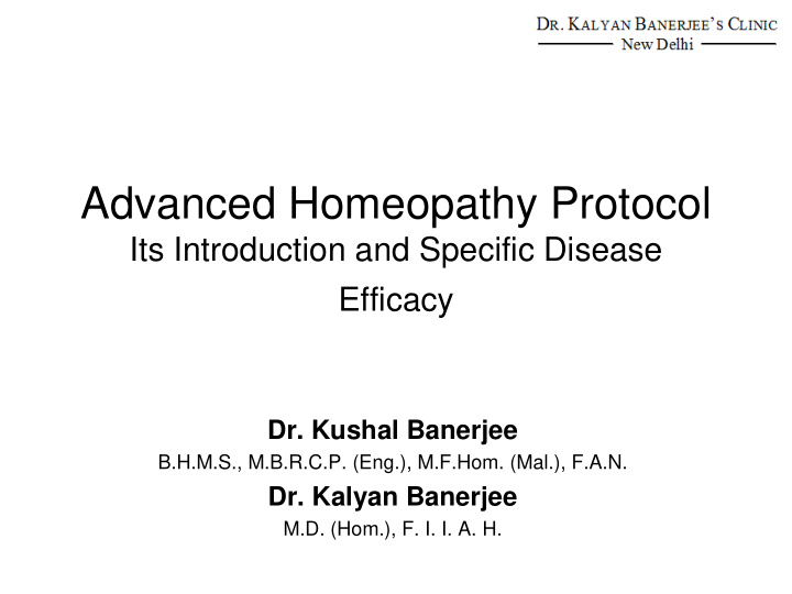 advanced homeopathy protocol